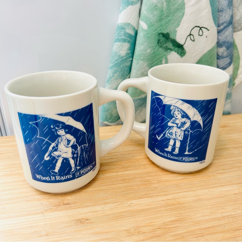 Vintage Morton Salt Mugs white blue advertisement retro - Picture 9 of 9